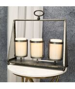 Rustic Western Farmhouse Galvanized Metal Triple Pillar Candleholder Tra... - $1,313.97 MXN