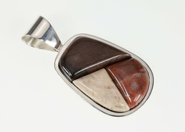 Jay King DTR Sterling Silver Petrified Wood Mix Stone Pendant 21.6g - £91.22 GBP