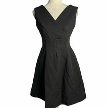 Genuine People Fit n Flare Surplice Dress XS Black Pockets Zipper Sleeve... - $186.68