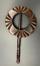 Shawl Pin Hair Pin 3” Dark Wood Round  Artisan Natural Earthy Textured H... - $11.81 CAD