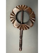 Shawl Pin Hair Pin 3” Dark Wood Round  Artisan Natural Earthy Textured H... - $164.61 MXN