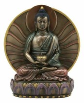 Meditating Medicine Buddha Amitabha Holding Herbal Pot Statue Prince Of Light - £29.50 GBP