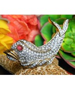 Vintage Fish Dolphin Brooch Pin Attwood Sawyer Rhinestones Signed A&amp;S - €39,90 EUR