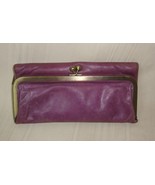 Hobo Purple Leather Kisslock ID Window Credit Card Trifold Wallet With M... - £38.15 GBP