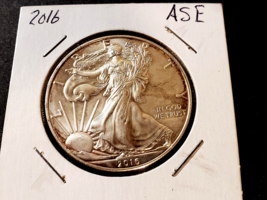 2016 American Silver Eagle (Ase) $1 Coin, Very Nice. Slight Toning - £31.38 GBP