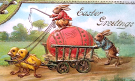 Easter Postcard Fantasy Dressed Rabbits Exaggerated Egg Series 870 Otto Schloss - £26.12 GBP