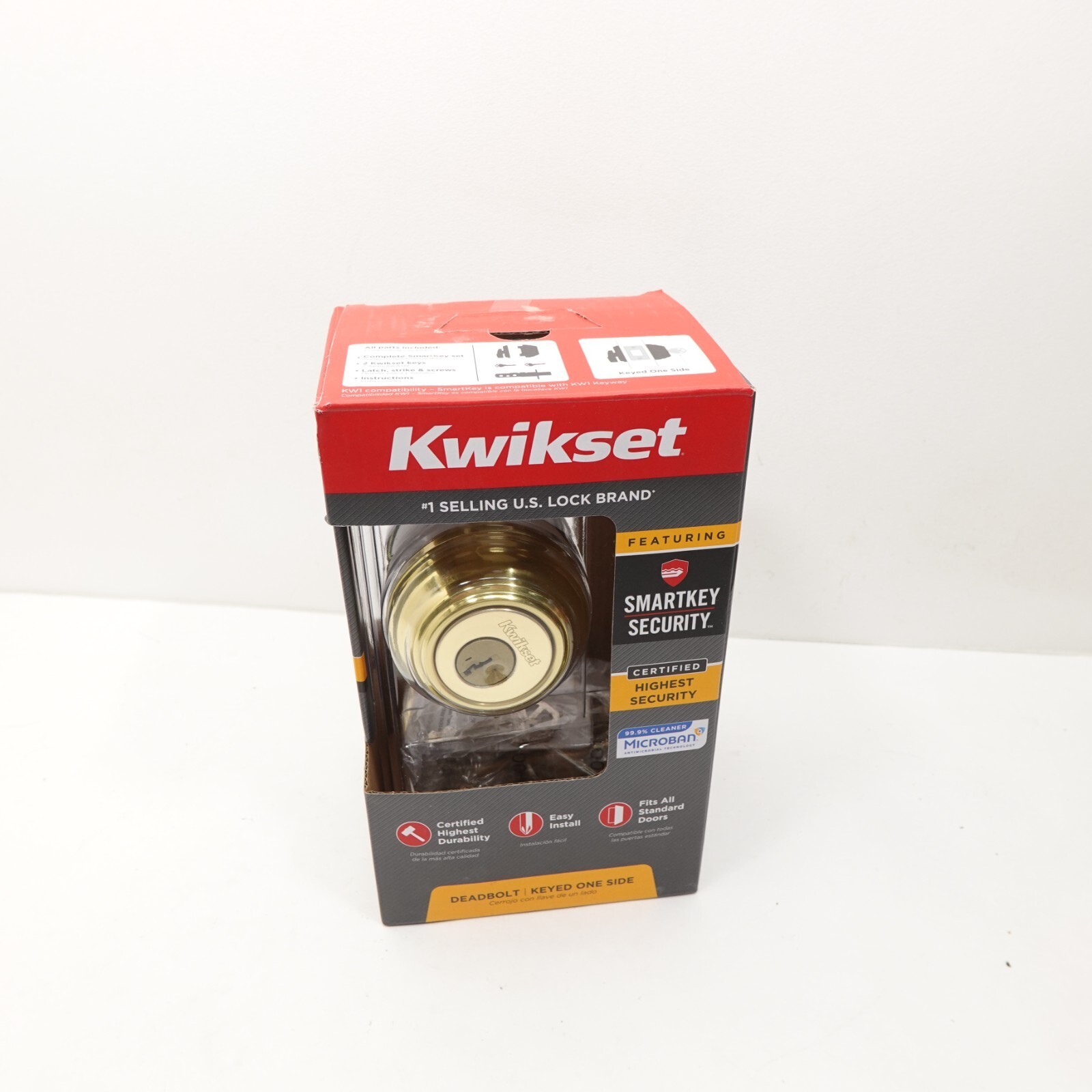 Kwikset Polished Brass Single Cylinder Deadbolt Security 9803SMTCPK4V1 - $22.49