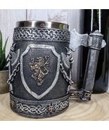 Large Medieval Coat Of Arms English Lion Heraldry Shields And Crossed Ax... - $811.50 MXN