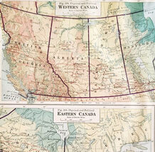 1916 Map Dominion Of Canada Eastern Western Provinces Physical Political... - €17,28 EUR