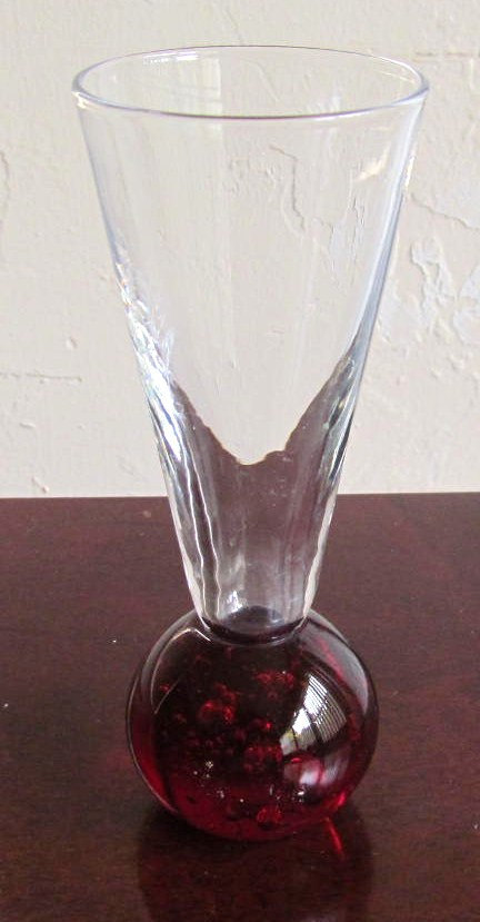 Handblown Glass Red Controlled bubbles Ball Collectible Mid-Century Style - $11.99