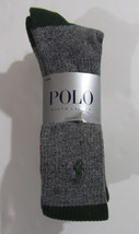 Polo Ralph Lauren Mens Contrast Heel Crew Socks Grey / Green 4 pack - $15.99