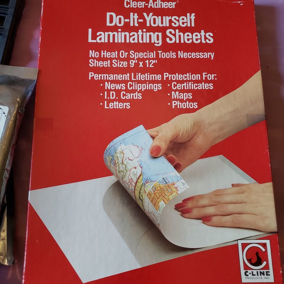 NEW Vintage C-Line Cleer Adheer 45 Laminating Sheets  9x12&quot; Do it yourse... - $21.27