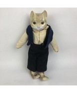 Vintage 12&quot; Cat Doll Ceramic Head And all 4 Paws w  Cloth Body Removable... - £54.98 GBP
