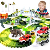 Dinosaur Toys For Kids 3-5, Create A Dino World With Bendable Flexible Racetrack - £31.96 GBP