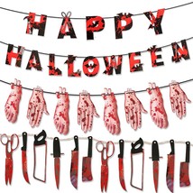 3pcs Halloween Paper Banner Bloody Scary Hanging Decoration Party Supplies - £14.34 GBP