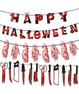 3pcs Halloween Paper Banner Bloody Scary Hanging Decoration Party Supplies - £14.10 GBP