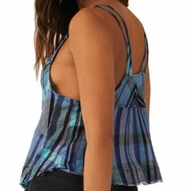 Free People Plaid Halter Tank Top Blue ( L ) - $34.62