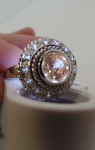 Unbranded Silvertone Pretty Sparkling Round Ring With Light Brown Stone Size 10 - £7.85 GBP