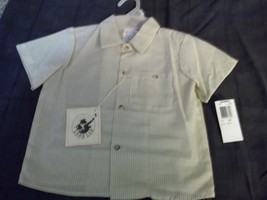 Good Lad Boys Cream Striped Shirt Size 4T with Clip On Tie - $6.50
