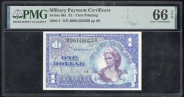 US Military Payment Certificate (MPC) $1.00, Series 661- PMG 66 EPQ- Fir... - $93.50