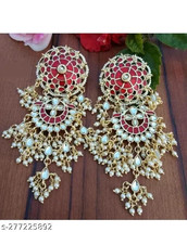 Kundan Meena Indian Jewelry Earrings Chandbali Jhumka Jhumki Wedding Setf - £5.37 GBP