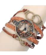 Brown Multilayer Bracelet Clock Handcuffs Infiniti Rebel Freedom Cord Br... - $9.99