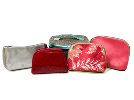 Estee Lauder And Lancome Set Of 5 Vinyl & Fabric Cosmetic Travel Bags Pouches - $14.95