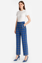 Women's Kaia Celeb Style High Waist Plaid Wide Leg Pants with Chain 12 A... - $29.99