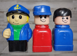 3 Vintage Mega Bloks Replacement Figures Megaville Red Blue &amp; Captain Sailor - £5.32 GBP