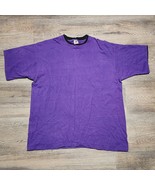 Vtg 90s Blank Shirt Adult XL Purple Ringer Single Stitch USA Fruit of th... - $24.99