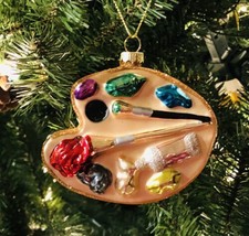 Robert Stanley Glass Christmas Ornament Painters Pallet - $14.80