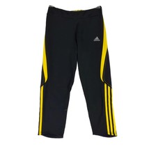 Adidas Response Climalite Women&#39;s S 8/10 Black &amp; Yellow Striped 3/4 Legg... - £12.17 GBP
