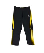 Adidas Response Climalite Women&#39;s S 8/10 Black &amp; Yellow Striped 3/4 Legg... - £12.14 GBP