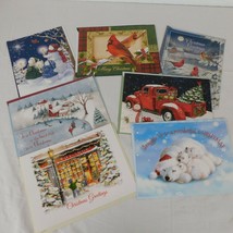 Christmas Cards Lot of 7 Happy Holidays Skating Shopping Bear Truck Bird Snowmen - £6.27 GBP