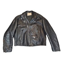 Excelled Black Leather Jacket Size 46 Quilted Liner Motorcycle Style 60s... - $173.25