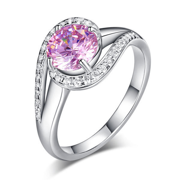 Twist Curl 925 Sterling Silver Wedding Ring 1.25 Carat Fancy Pink Anniversary - $99.99