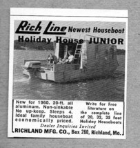 1960 Print Ad Rich Line Holiday House Junior House Boats Richland,MO - £7.24 GBP