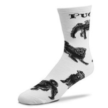 Adult Medium PUG BLACK Dog Breed Poses Footwear Dog Socks 6-11 - £9.58 GBP