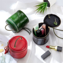 Genuine Leather Lipstick Purses Makeup Bucket Cases Crossbody Bags Organizer - £14.19 GBP