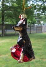 Glass Ornament DOBERMAN w/Holiday Bulb Dog Christmas Ornament Retired - $18.99