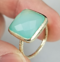 Sterling Silver &amp; Jade womens ring vintage 925 SIZE 5.5 - $34.99