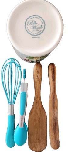 Pioneer Woman ~ Blooming Bouquet ~ 3.5 x 4.25 Ceramic Crock 4-Pc. Mini Utensils Item image 11