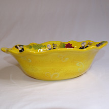 Summer Living Bistro Oval Serving Bowl Yellow Grape Leaves Waiters Heavy Bowl - $12.13