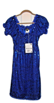 Betsey Johnson Girls Dress Gown Indigo Sequins Puffed Sleeves Elegant Si... - £14.18 GBP