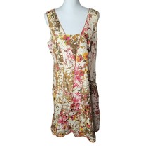 Sundance Silk Dress Floral Fall Side Zip Womens 12 Brown Pink Sleeveless... - $36.12