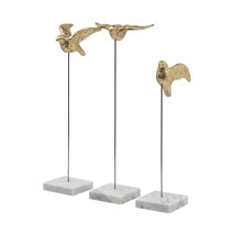Set Of Three Gold Bird Sculptures - $2,746.10 MXN