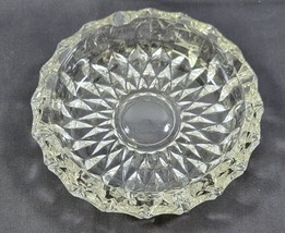 U2) Vintage Clear Cut Glass Ashtray Round 5-1/2&quot; Diameter - £7.85 GBP