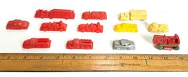 Vintage MPC Plastic Miniature Fire Trucks /Cars Toy Lot of 12 Red Yellow &amp; Gray - £21.81 GBP