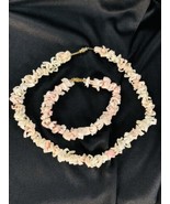 Vintage Pink and White Shell Beach Bead Necklace and bracelet  - £15.59 GBP