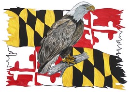 Maryland Flag Tattered w/ Eagle High Quality Vinyl Decal Sticker Car Cooler Cup - £5.53 GBP+